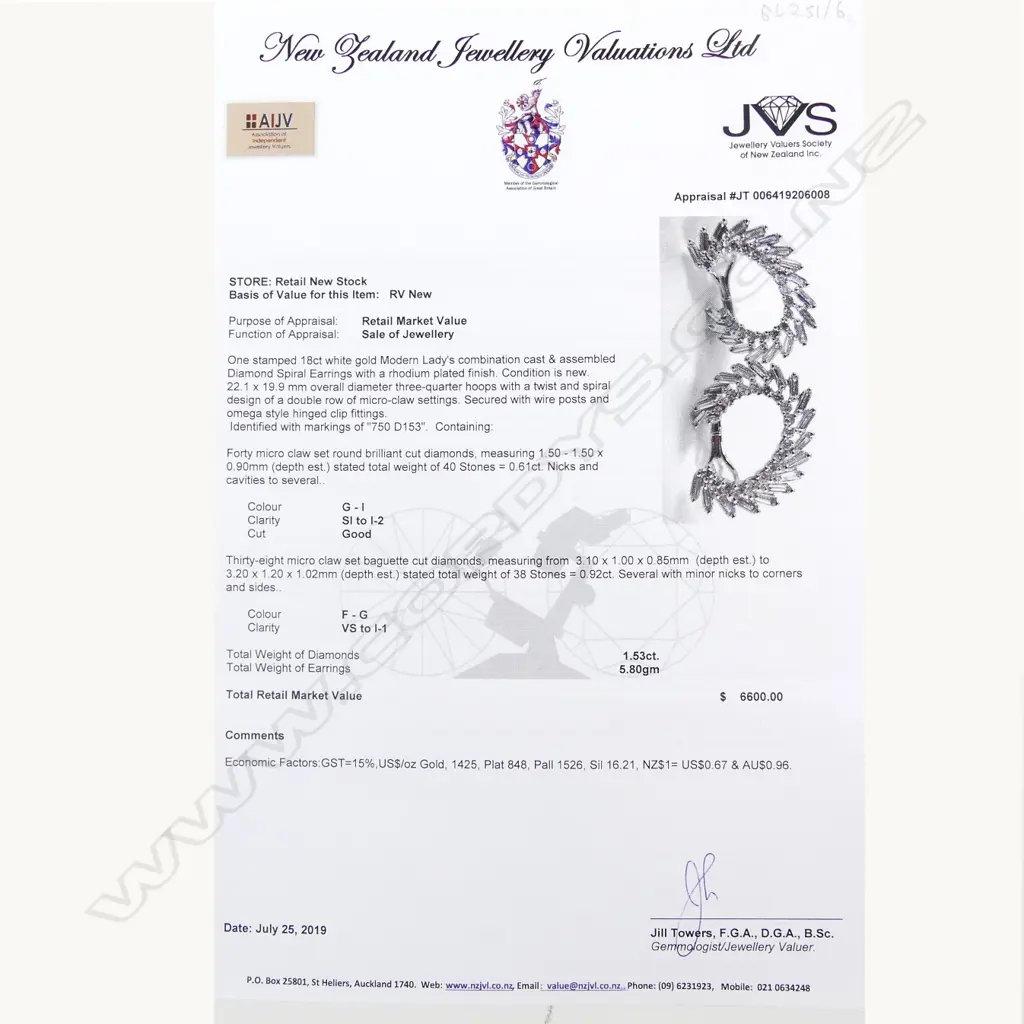A pair of 18ct. white gold and multi-diamond C-scroll form earrings Image 1++