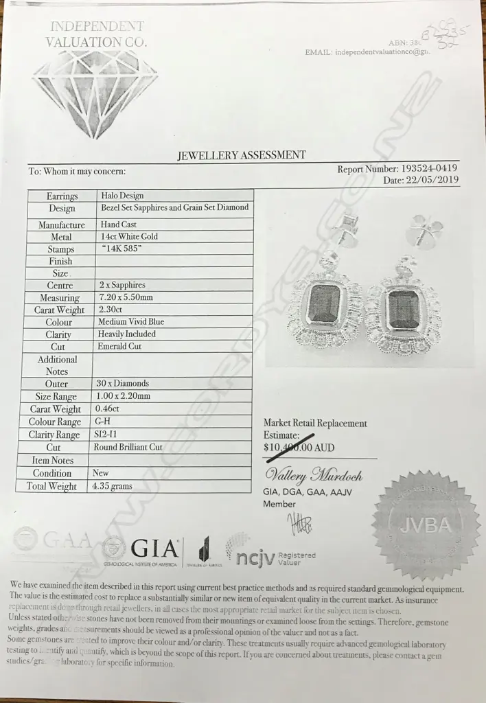 A pair of 14ct white gold sapphire and diamond earrings Image 1++