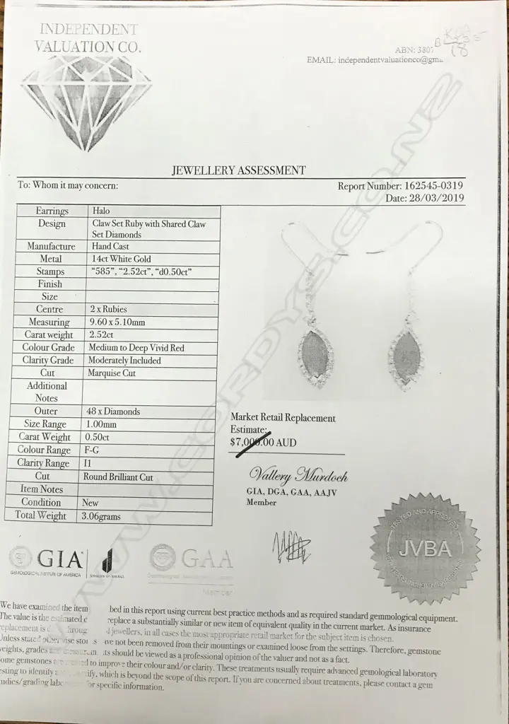 A pair of 14ct white gold ruby and diamond earrings Image 1++