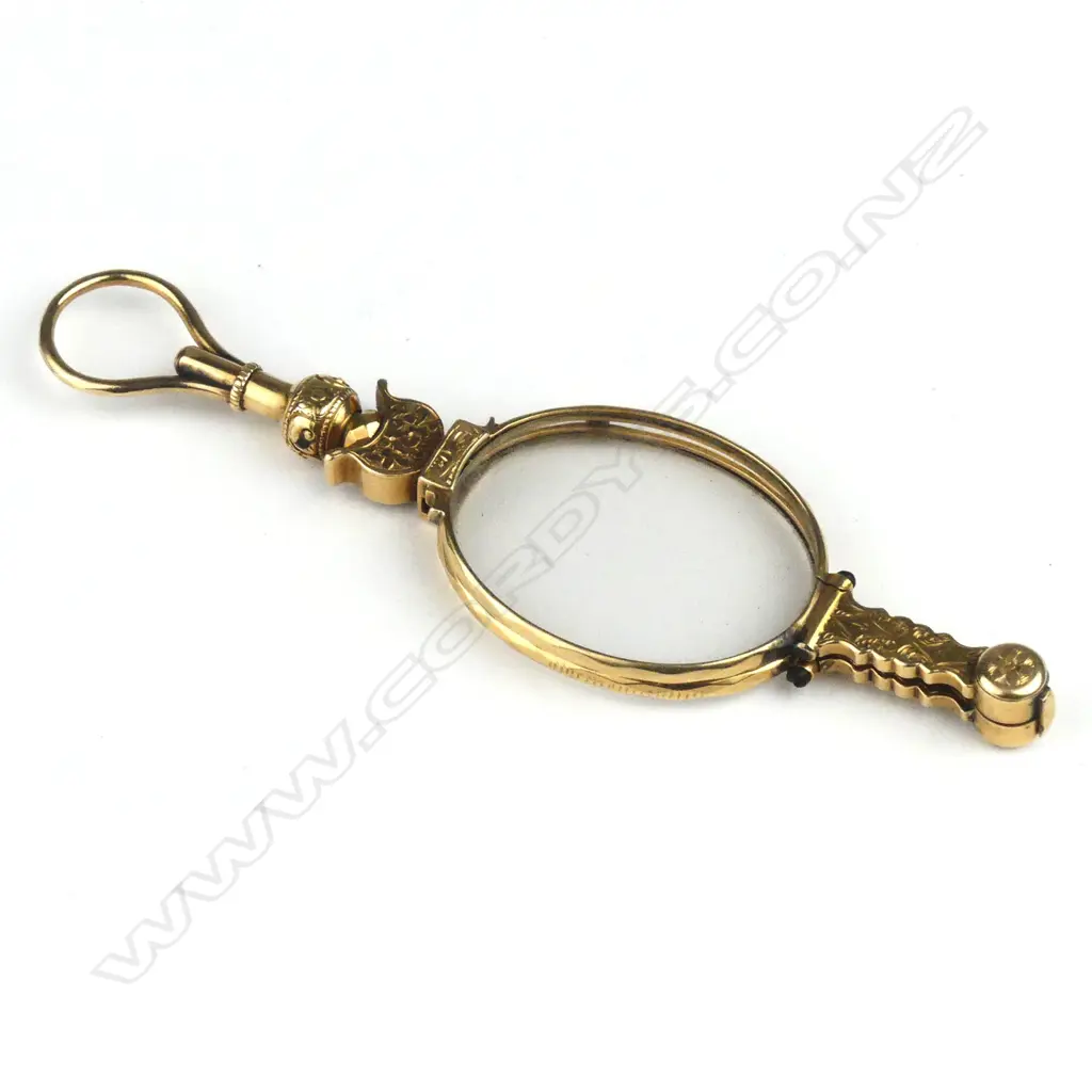 A 19thC 15ct. yellow gold folding lorgnette Image 1++
