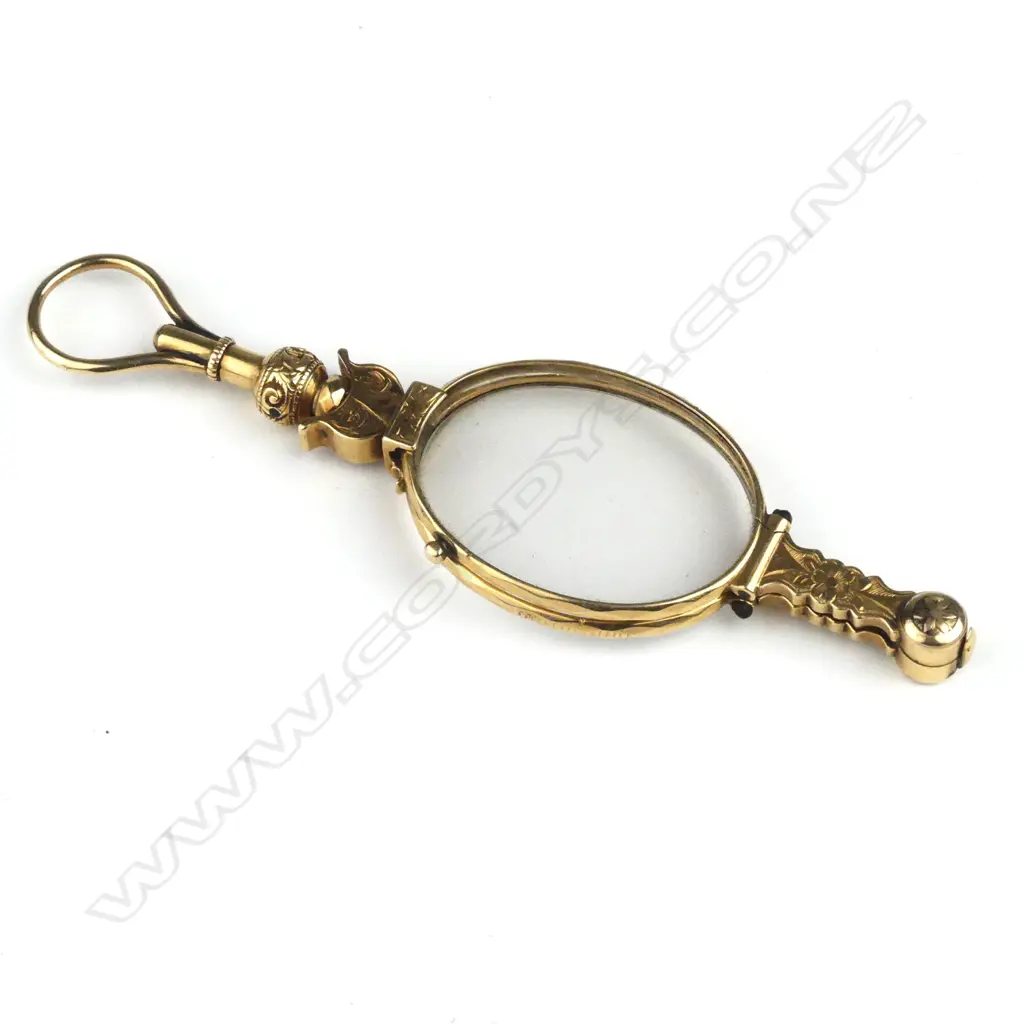 A 19thC 15ct. yellow gold folding lorgnette Image 1++