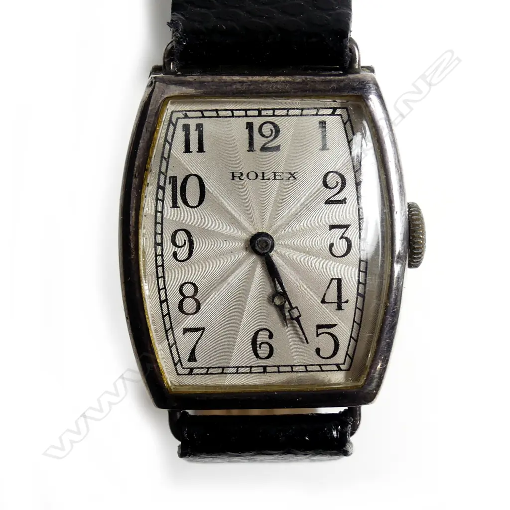 A vintage Rolex silver tonneau cased gent's wristwatch Image 1++