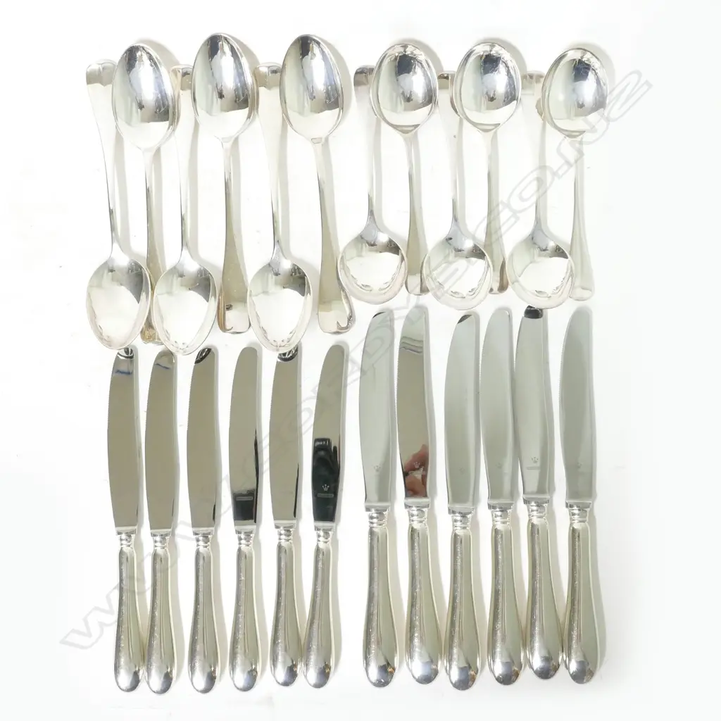 A six place German Wilkens silver part cutlery service Image 1++