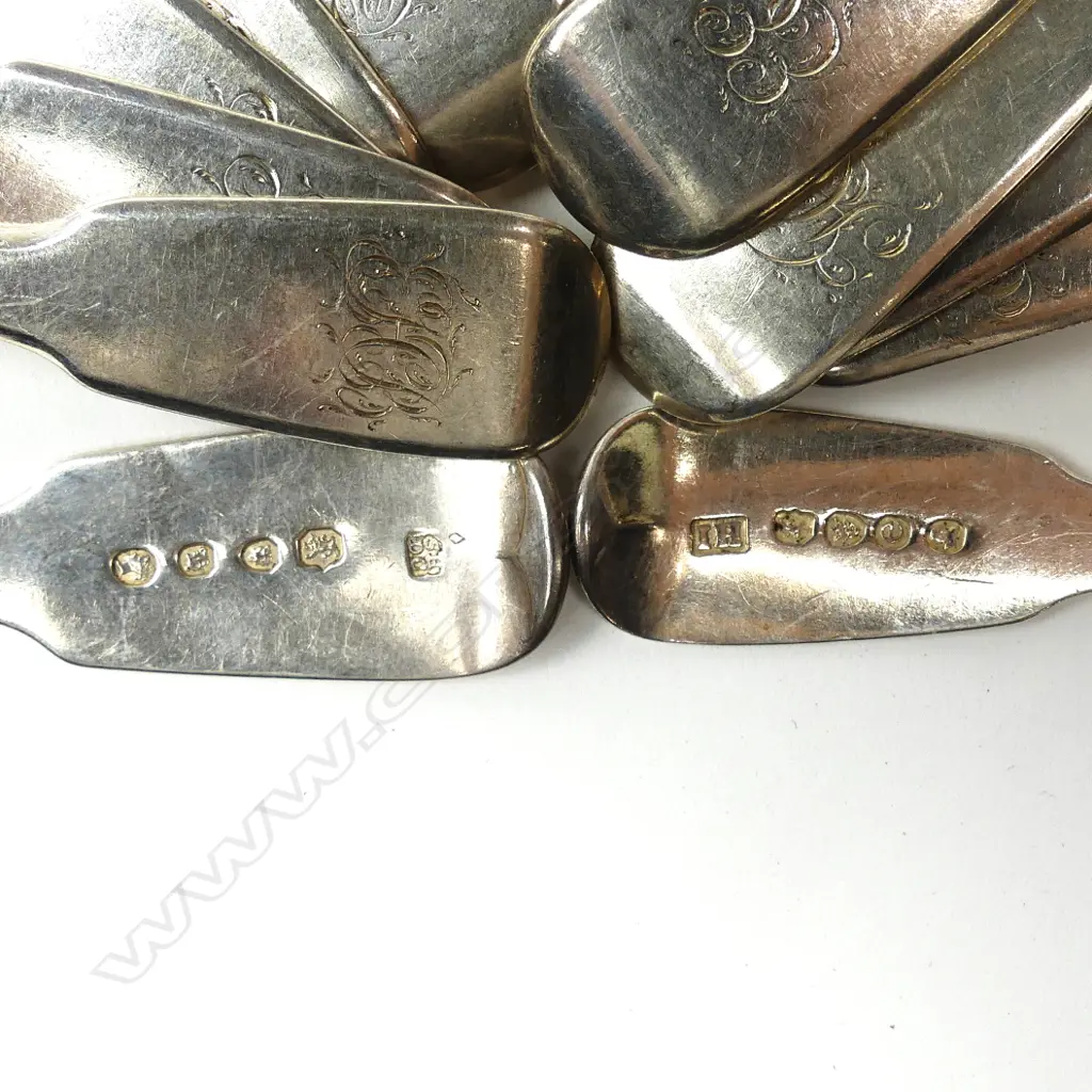15 various 19thC silver dessert spoons Image 1++