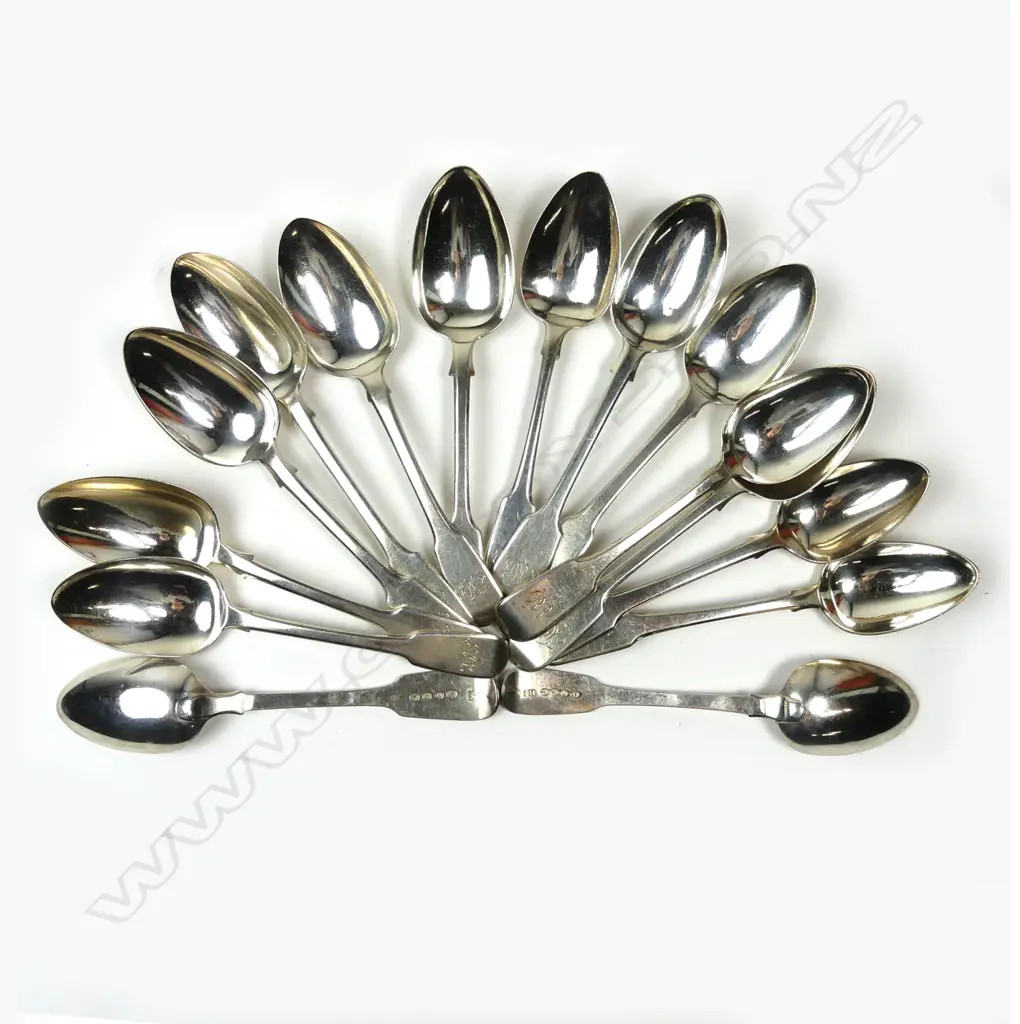 15 various 19thC silver dessert spoons Image 1++