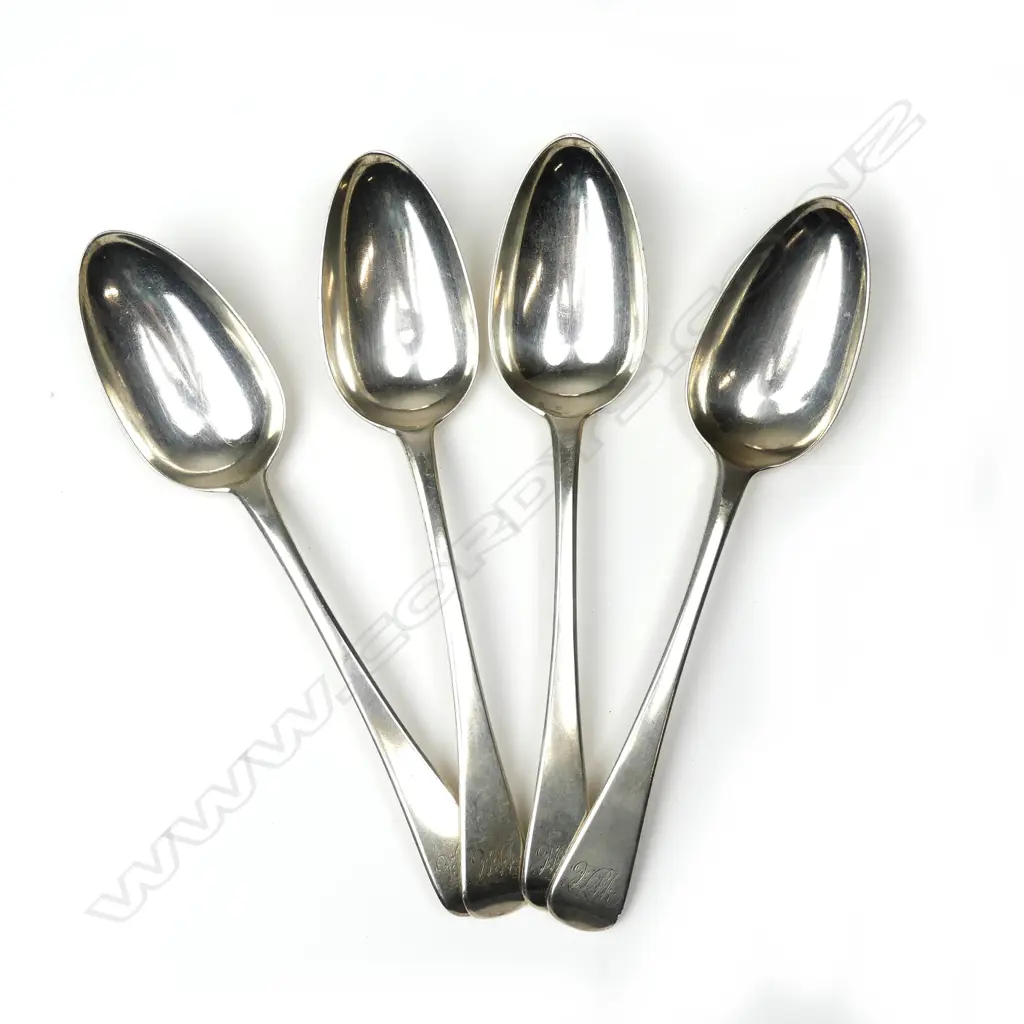 A set of four George III silver tablespoons Image 1++