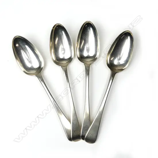 A set of four George III silver tablespoons