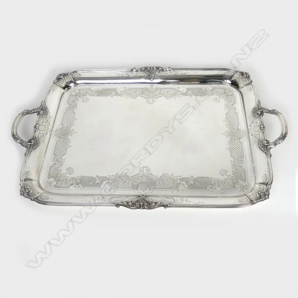 A sterling silver six piece tea set on tray Image 1++