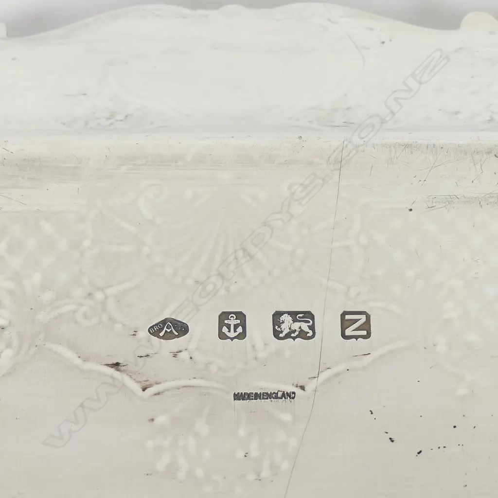 A sterling silver six piece tea set on tray Image 1++