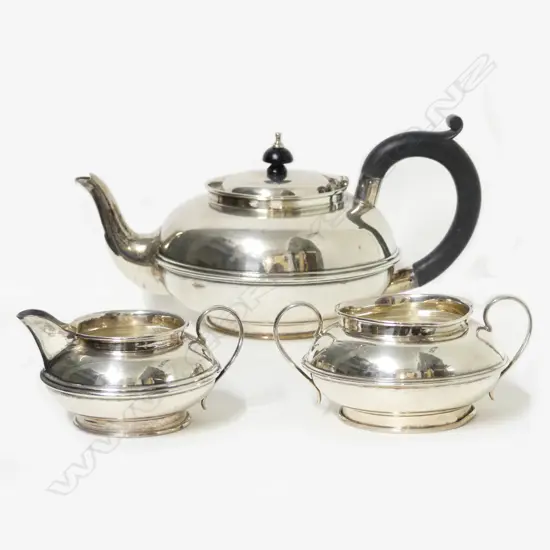 A 1930's silver three piece tea-set