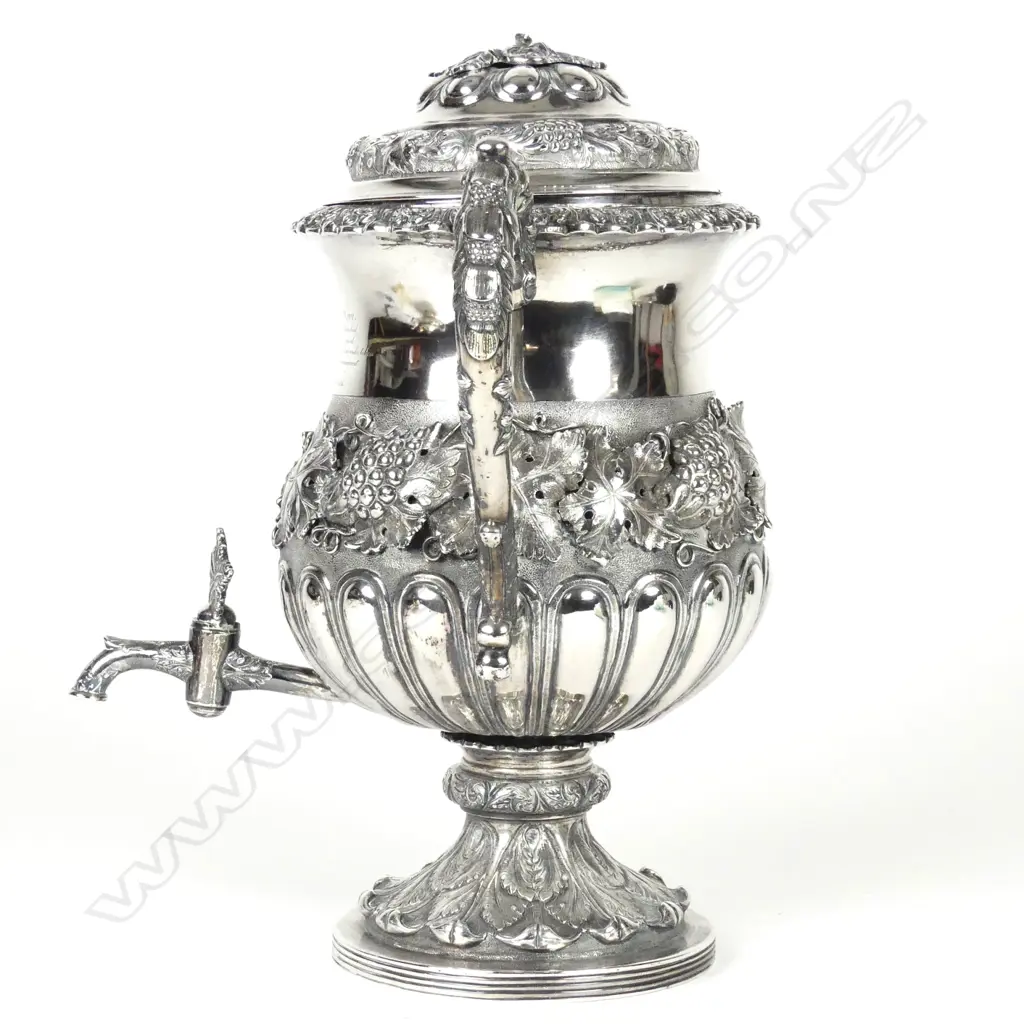 A19thC Indian Colonial silver presentation wine urn and cover Image 1++