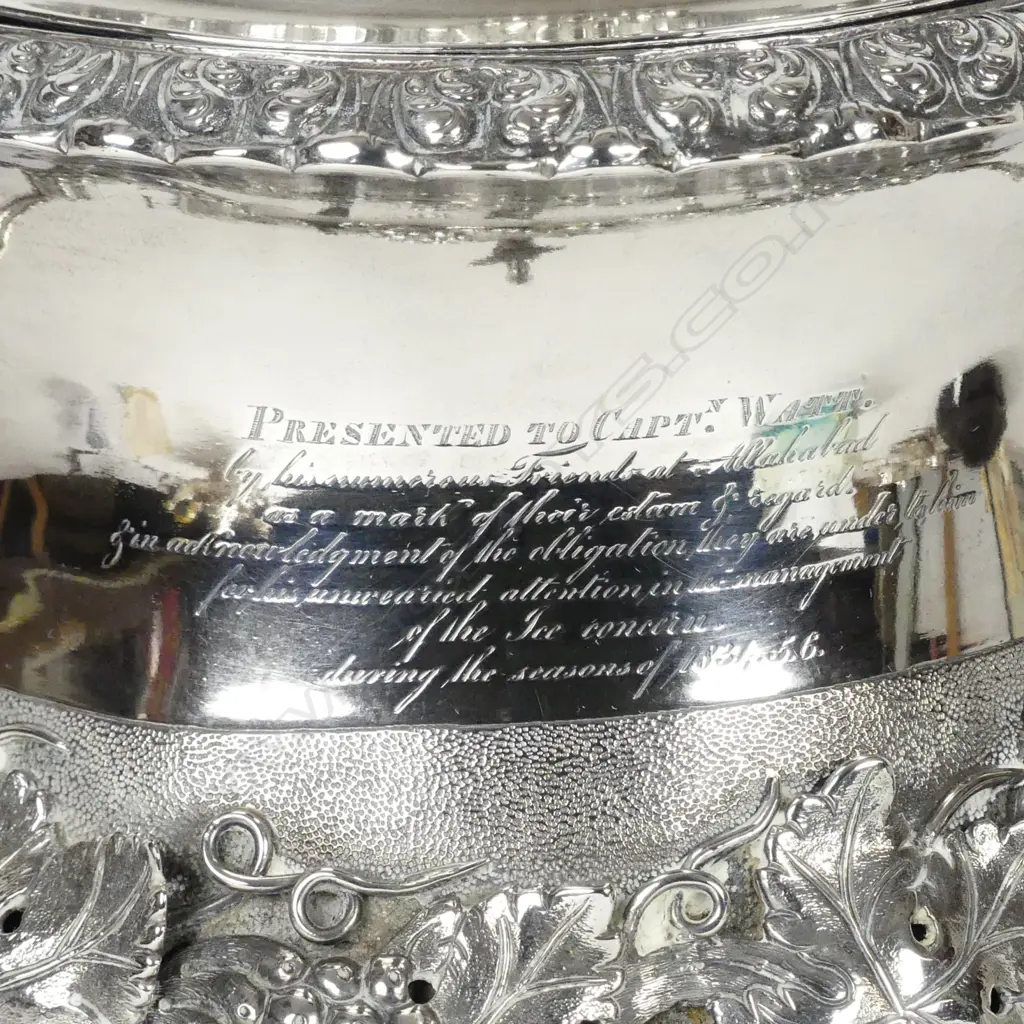 A19thC Indian Colonial silver presentation wine urn and cover Image 1++