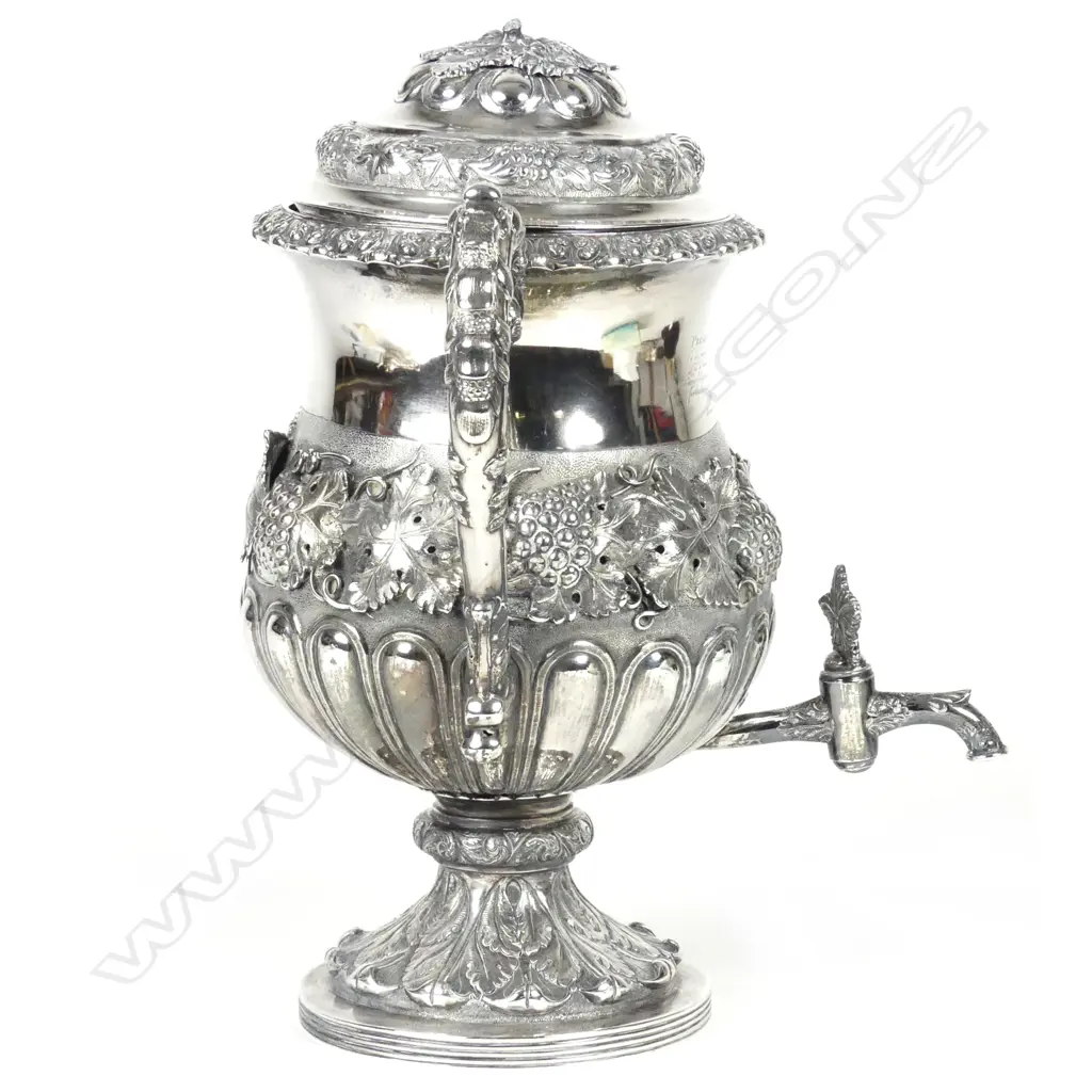 A19thC Indian Colonial silver presentation wine urn and cover Image 1++