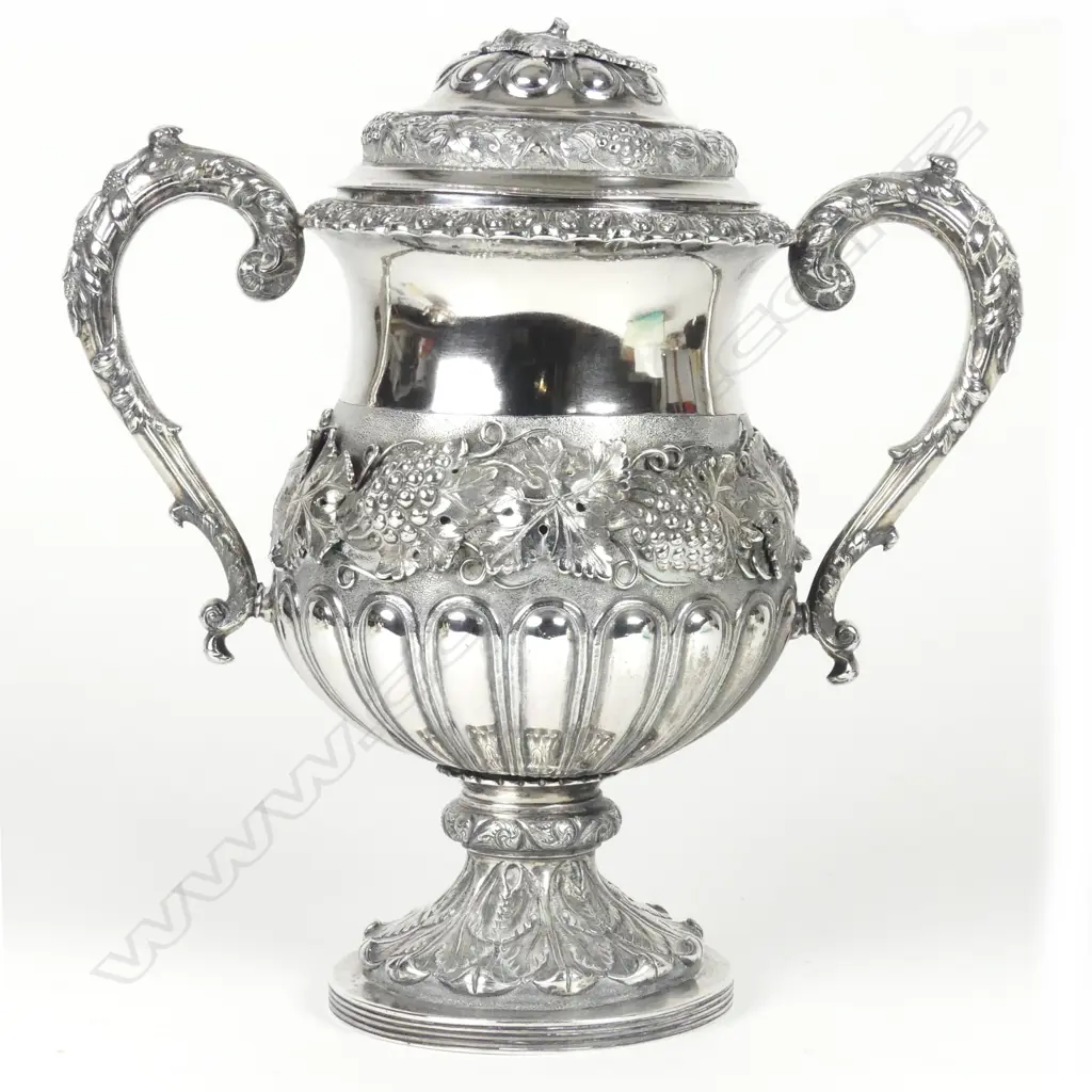 A19thC Indian Colonial silver presentation wine urn and cover Image 1++