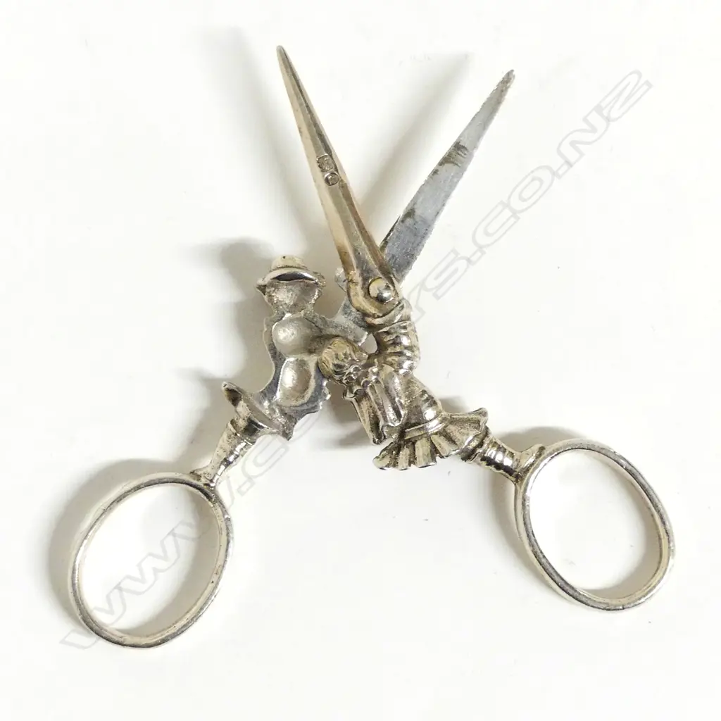 A pair of 19thC silver figured novelty scissors Image 1++