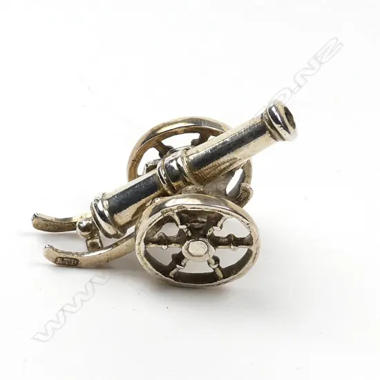 A 19thC miniature novelty silver cannon