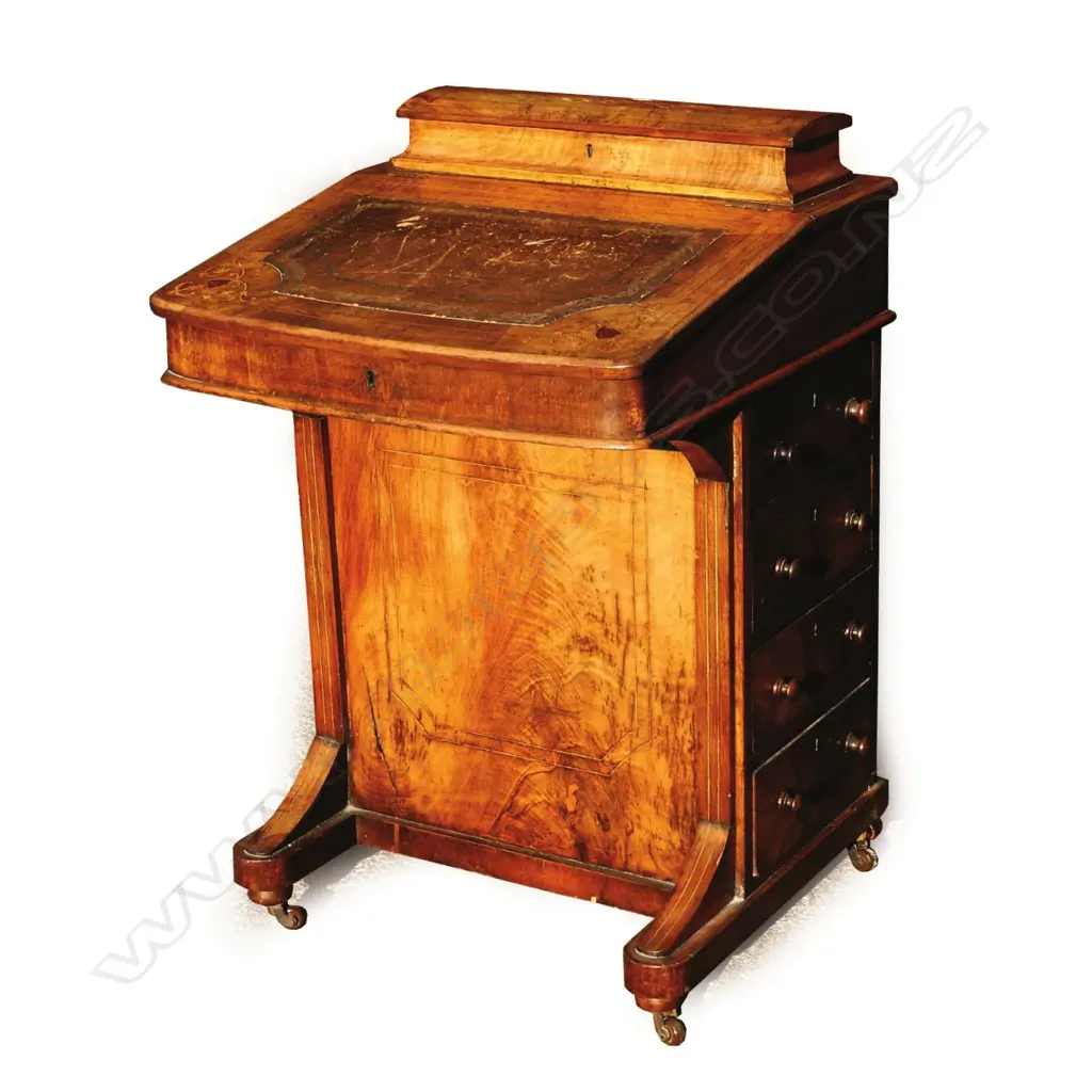 A Victorian walnut Davenport Image 1++