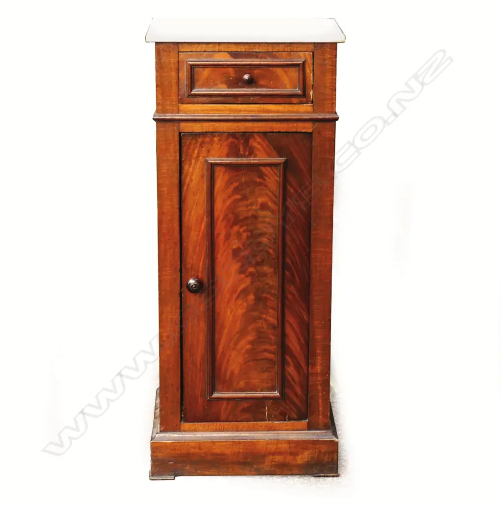 A Victorian mahogany marble top bedside cabinet Image 1++