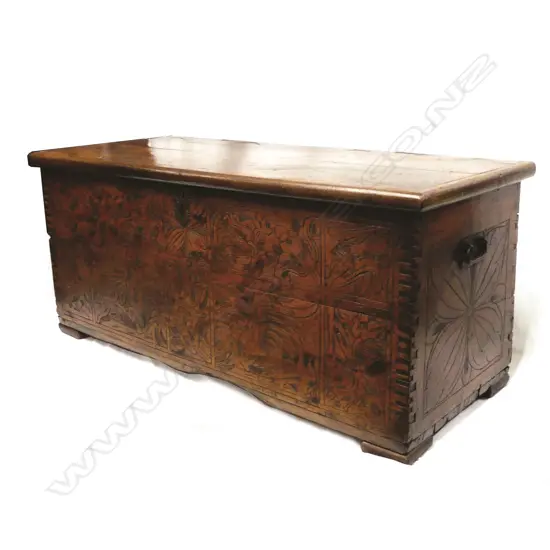 A 17thC Italian walnut boarded chest