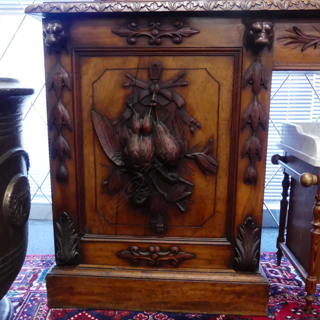A Victorian mahogany double pedestal mirror back sideboard Image 1++