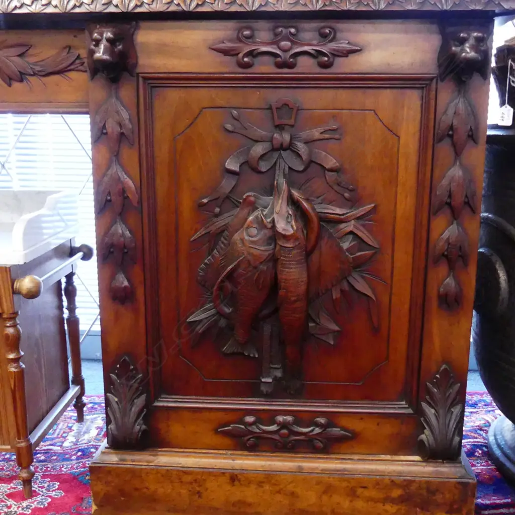 A Victorian mahogany double pedestal mirror back sideboard Image 1++