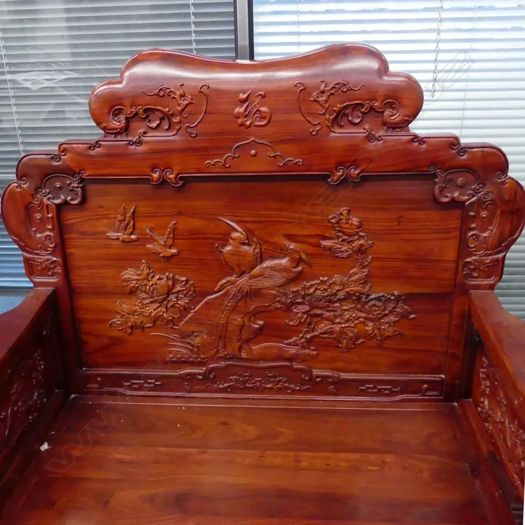 A pair of Chinese rosewood throne style chairs Image 1++