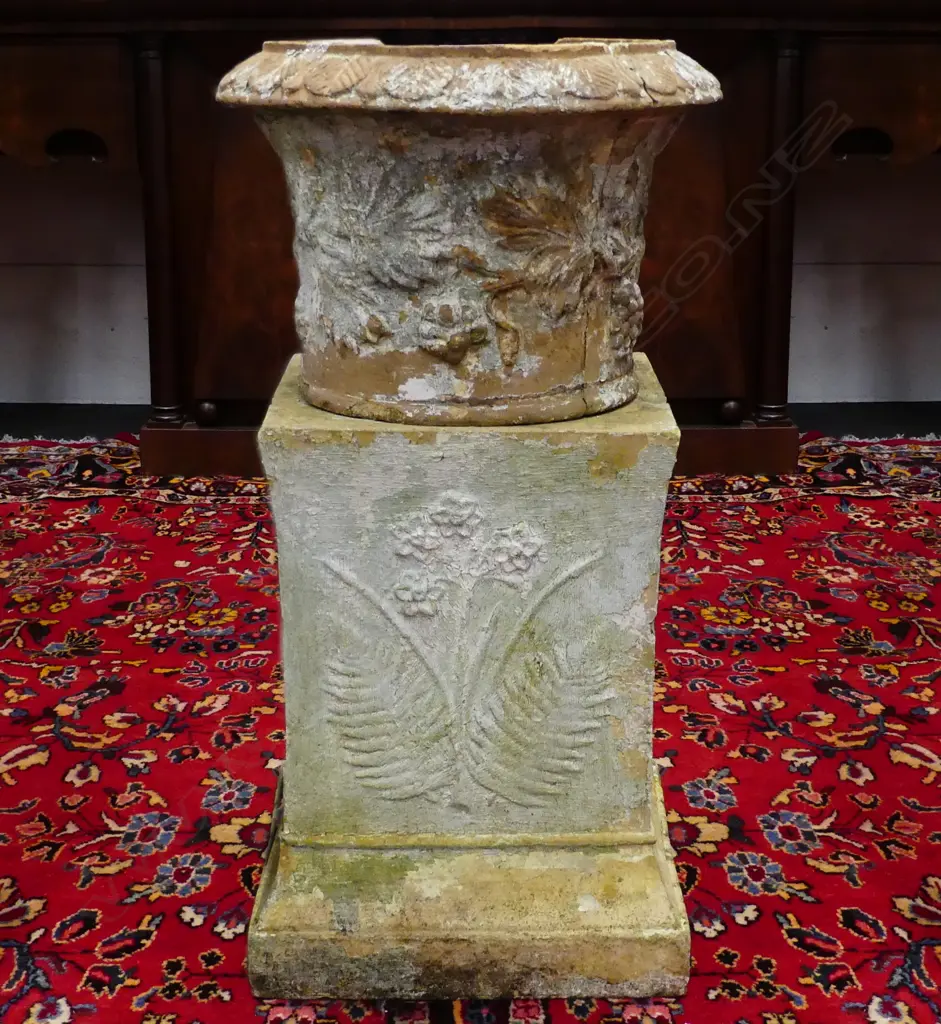 An early NZ terracotta urn on stand Image 1++