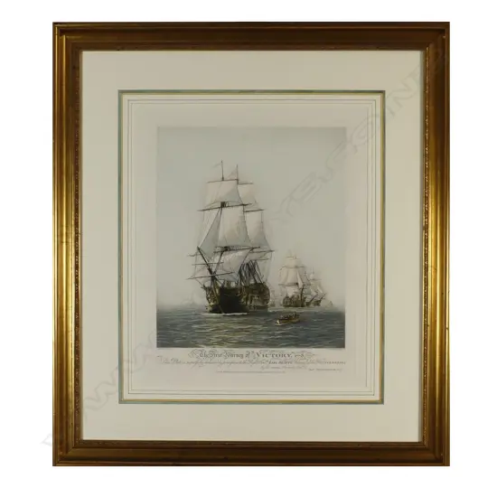 A pair of hand coloured engravings 'The First and Last Journey of HMS Victory'