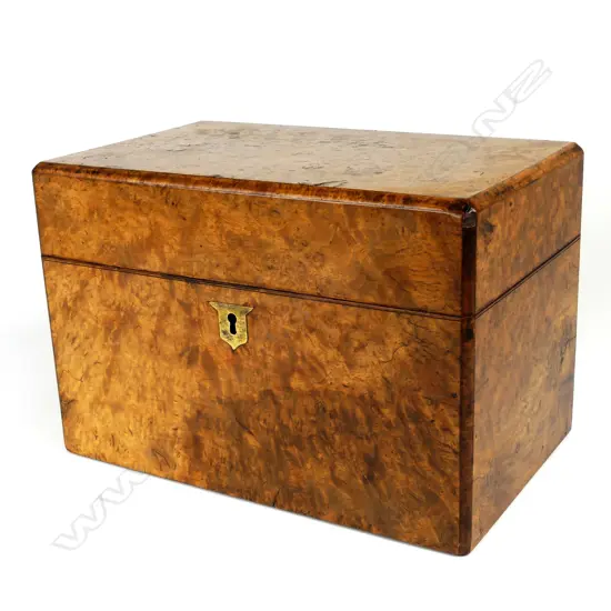 A Victorian burr walnut tea caddy