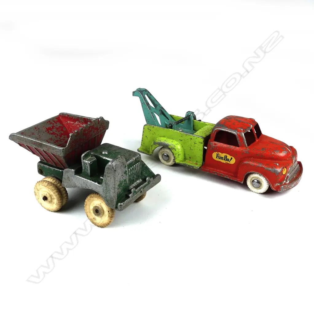 A vintage Fun-Ho dump truck and breakdown truck Image 1++