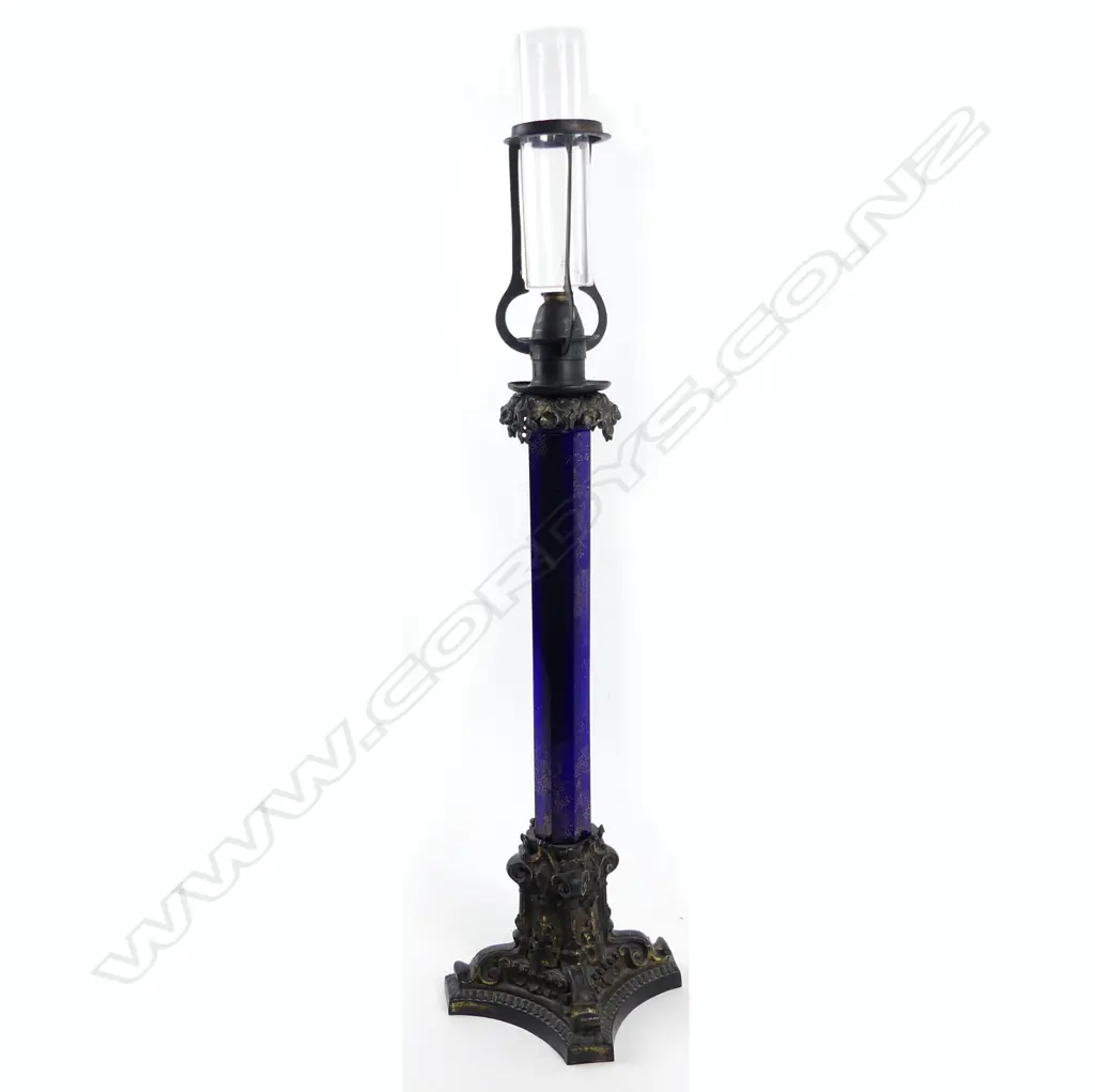 A Victorian glass telescopic candle lamp Image 1++