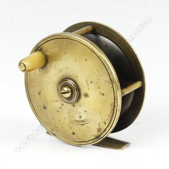 A late 19thC 3¼" brass fly fishing reel by D. Watson & Co. of Inverness