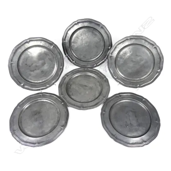 Six Dutch pewter plates