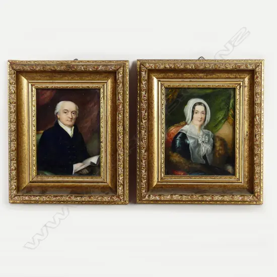 A pair of framed 19th century miniature portraits