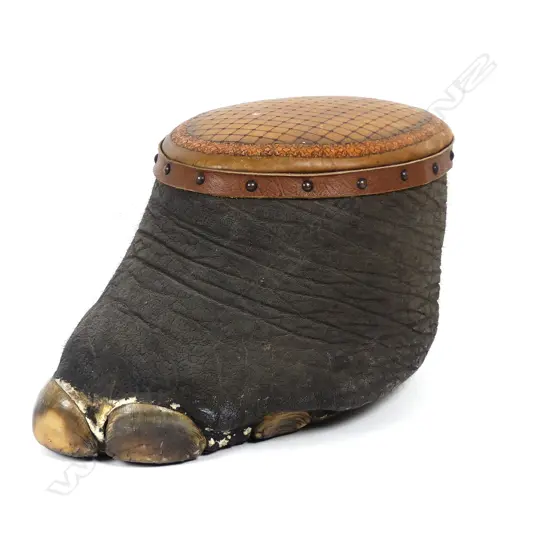 An old elephant foot ottoman