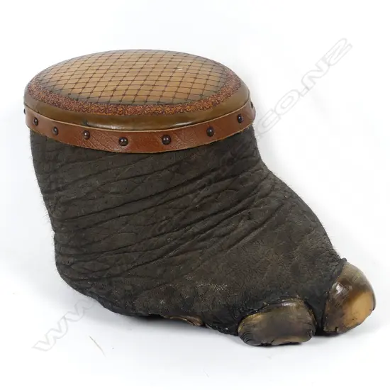 An old elephant foot ottoman