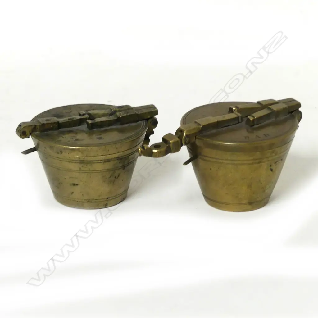 Two sets of German brass nesting bucket weights Image 1++