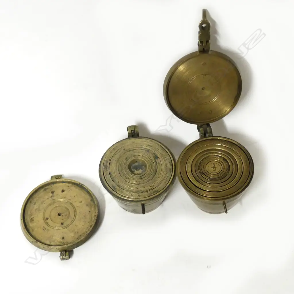 Two sets of German brass nesting bucket weights Image 1++