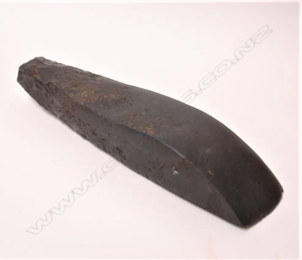A large pre-European Maori black basalt toki (adze) Image 1++