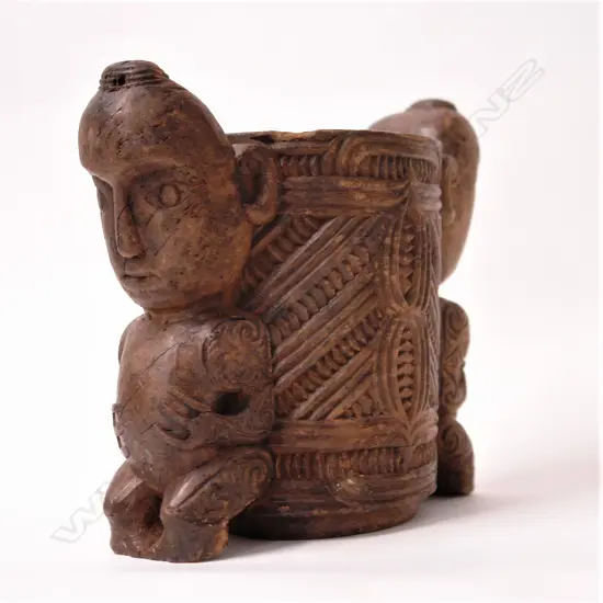 A Maori carved tuki (mouthpiece for Calabash)