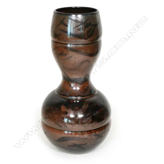Anneke Borren tall lustrous brown vase,