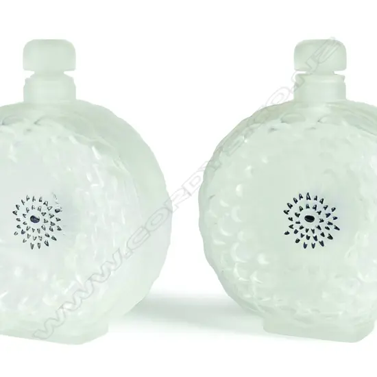 A pair of Lalique scent flasks