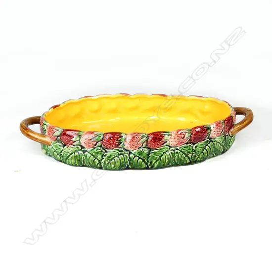 A Sarreguemines majolica oval two handled dish