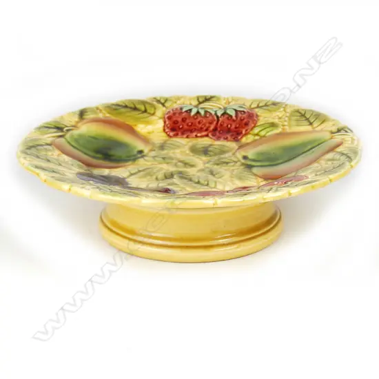A Sarreguemines majolica low footed tazza