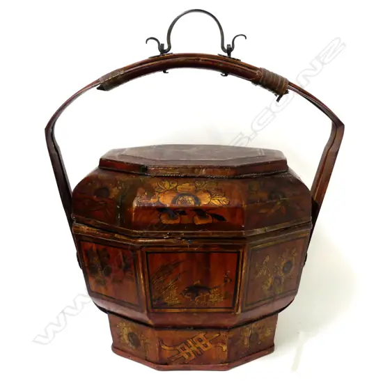 A Chinese lacquer basket
