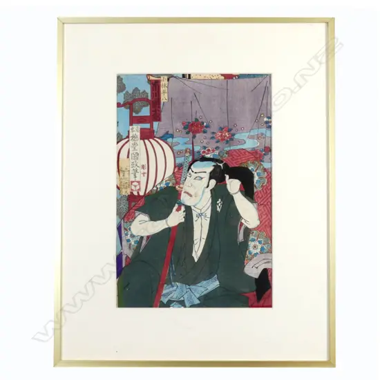 A 19thC ukiyo-e woodblock print by Kunichika