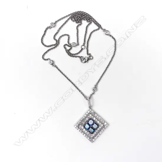 A 14ct white gold diamond pendant