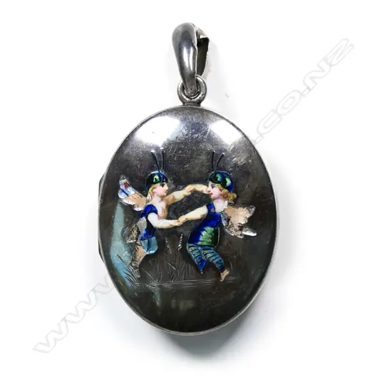 An uncommon c.1900 silver and enamel locket