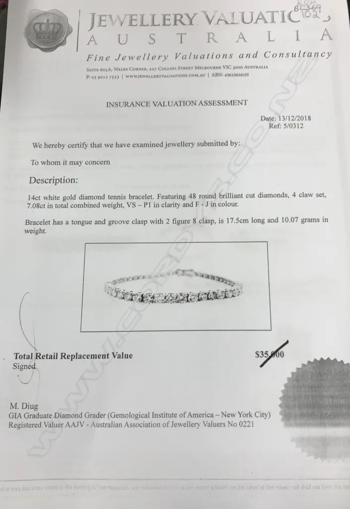 A 14ct white gold and diamond tennis bracelet Image 1++