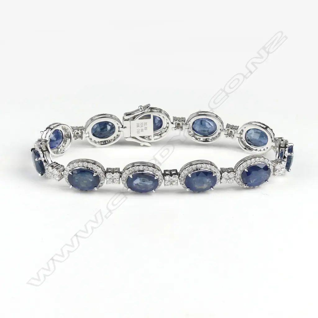 An 18ct white gold sapphire and diamond bracelet Image 1++